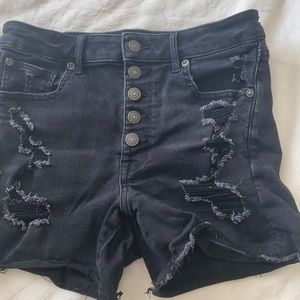 Black Ripped AE Jean Shorts